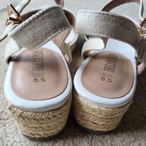DREAM PAIRS White Ankle Strap Closed-Toe Espadrille Wedges Size 8.5 - Picture 5 of 11